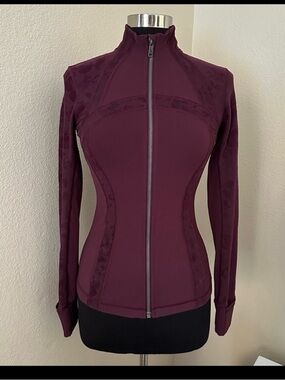 Lululemon Define Jacket Flocked Dark Adobe Burgundy Velvet Floral Sz 6